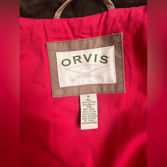 Orvis Heritage Field Coat OR‑4H05 Men’s Medium Tan Waxed Cotton Jacket - Picture 4 of 14